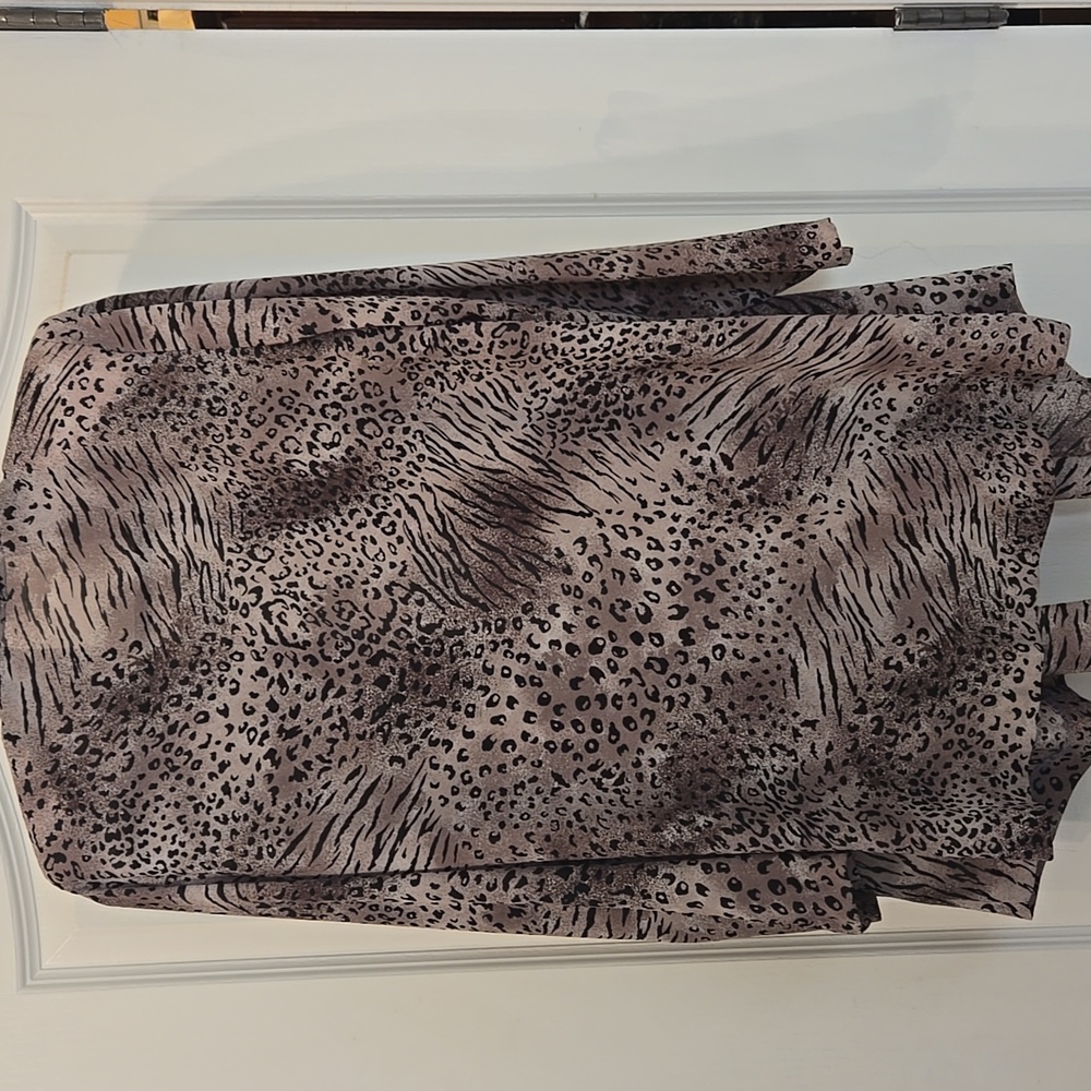 Vintage 80s Norma Vee Animal Print Open Front Cardigan Style Blouse Size 12 - Picture 7 of 13